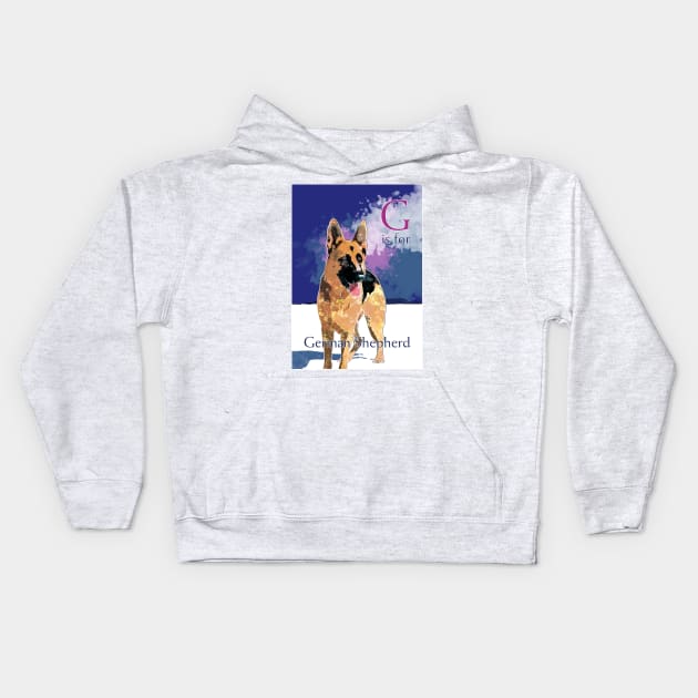 G is for German Shepherd Kids Hoodie by Ludwig Wagner